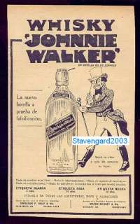WHISKY JOHNNIE WALKER ORIGINAL Advertising ARGENT 1912  