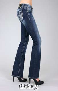 Miss Me Jeans Embossed Shadow Swirl Fleur de Lis Sz 27  