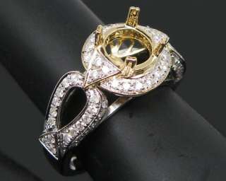 Round 18kt Two Tone Gold Diamond Semi Mount Ring  