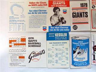 San Francisco Giants Schedules 1964 1986 (15 different) Hamms Beer 