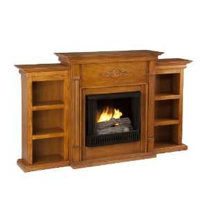   Tennyson Plantation Oak Gel Fireplace with Bookcases