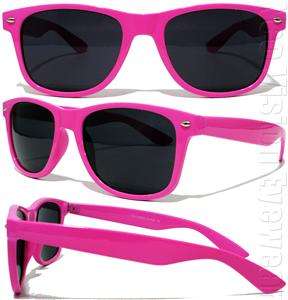 Retro Wayfarer Sunglasses Dark Smoke Lenses Neon Pink KNS  