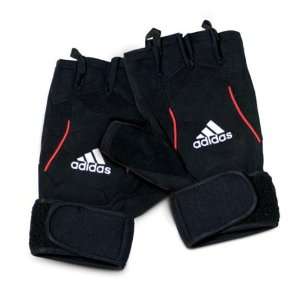  Adidas Training Gloves with Wrist Straps, Black/Red 
