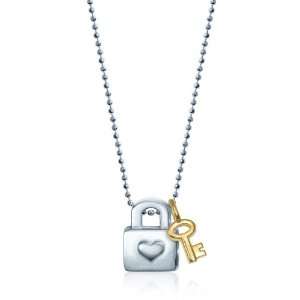 Alex Woo Little Princess Silver Lock With 14k Mini Key Pendant, 16
