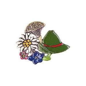    Bavarian Hat and Edelweiss German Pewter Pin