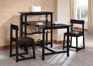   / Classic Black Dining Room Kitchen Table & 2 Chairs With Wine Rack