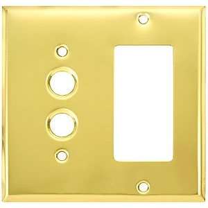   Combo Push Button Switch / GFI Cover Plate In Pressed Brass or Steel