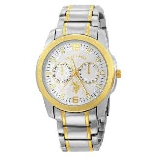 Polo Assn. Mens USC80030 Two Tone Silver Dial Metal Link Watch