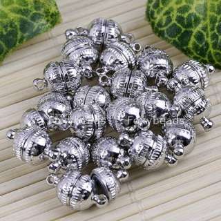 20P Magnetic Alloy Stripe Ball Beads Clasp Findings 8mm  