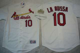   St Louis Cardinals 2011 WORLD SERIES TONY LA RUSSA Sewn Jersey WHITE