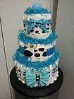 COW 3 tier diaper cake, baby shower present, decoration