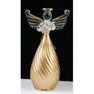 Glass Angel Ornament with Gold Dress and Star ~ 3 1/2  