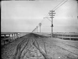 VINTAGE 6x8 GLASS NEGATIVE HAMPTON BRIDGE HAMPTON BEACH, NEW 