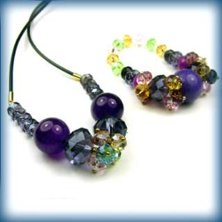   SHIPPING Purple Necklace & Bracelet Set crystal & jade wedding  