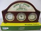 John Deere Wooden Weather Center Wall Decor Clock Thermometer Humidity 
