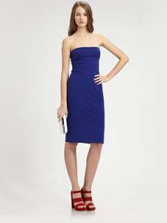   write a review tiered jersey skims the body in a sleek strapless