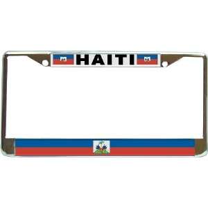  Haiti Haitian Flag Chrome License Plate Frame Holder 