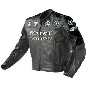  Mens Rocket Nation Black Leather Jacket   Size  48 