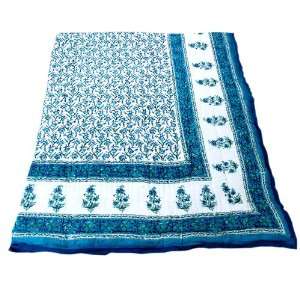 Trendy Jaipuri Handmade Twin Paisley Block Print King Sky Blue Quilt 