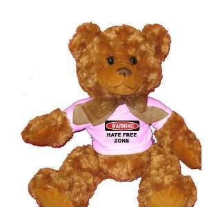   HATE FREE ZONE Plush Teddy Bear with WHITE T Shirt Toys & Games