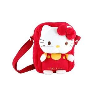 Cute Hello Kitty Cat Plush Girls Kids strap zippered Shoulder Bag Red