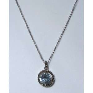 Judith Jack Reflections Blue Spinel Marcasite Round Pendant