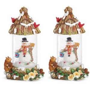  Christmas Holiday Snowman Snowglobes Set of 2