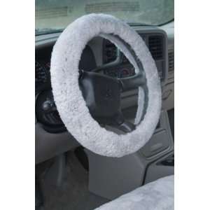  Sheepskin Steering Wheel Cover, LIGHT SILVER, Size 1 SIZE 