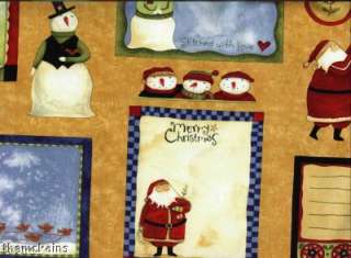 SANTA~QUILT LABELS~Wintertime Friends~Fabric~Panel  