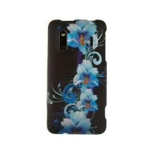   Plastic Design Phone Cover Case Blue Flower For HTC EVO Design Hero S