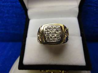 MENS 10K YELLOW GOLD DIAMOND (1/2 CT TW) NUGGET RING, SIZE 7.5  