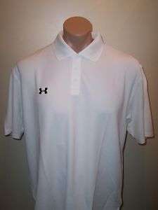 NEW MENS UNDER ARMOUR PERFORMANCE GOLF POLO SHIRT WHTE  