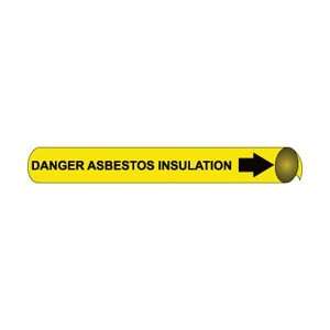 A4033   Pipe Marker Precoiled, Danger Asbestos Insulation B/Y, Fits 3 