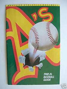 Oakland As Athletics 1988 Baseball Guide MLB  