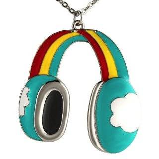Unique Women / Girl Headphones Rainbow Clouds Charm Necklace Pendant 