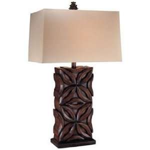    Ambience Cherry Carved Faux Wood Table Lamp