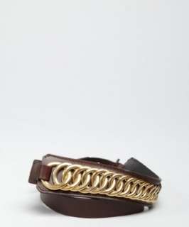 Balenciaga chocolate leather chain detail belt  