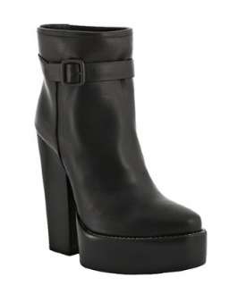 Balenciaga grey leather buckle platform boots  