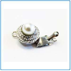  Jewelry Making 12x Alloy Box Clasps, with Pearl, Platinum 
