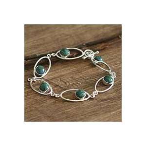  NOVICA Chrysocolla link bracelet, Orbits Jewelry