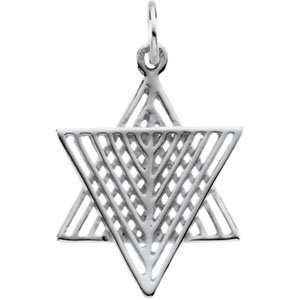   White Gold 18.5X16.50 Mm Star Of David Pendant Charm Jewish Necklace