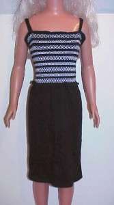 My Size Barbie Black Knit Sundress with White Shirred Bodice  