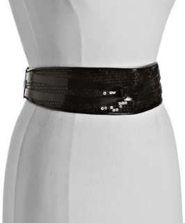 Fashion Focus black sequin and patent trim wide belt   up to 