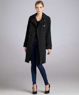 London Fog black cotton blend double breasted trench   up to 