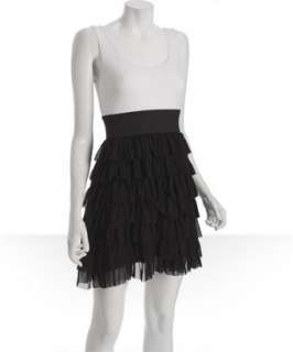 Necessary Objects black and white jersey tiered ruffle dress   