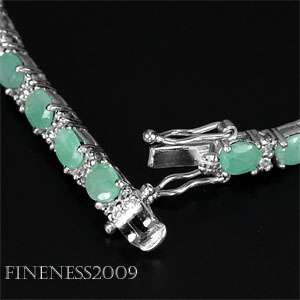 ELEGANT NATURAL OVAL FACET GREEN EMERALD SAPPHIRE STERLING 925SILVER 