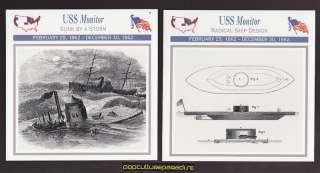 USS MONITOR Ironclad Union Navy Ship Boat U.S. CIVIL WAR 2 CARDS 