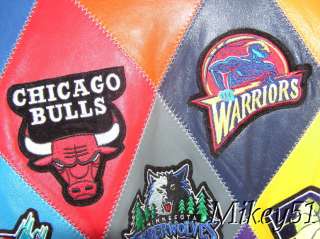 New NBA All Team Patch Lamb Skin Leather Jacket   8XL  