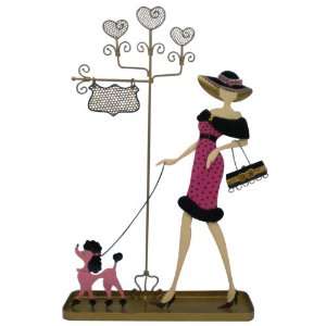 French Lady w/poodle Earrings Holder / Jewelry Display 