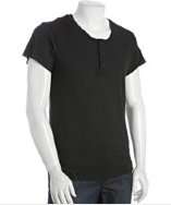 LnA black cotton jersey button crewneck t shirt style# 315029801